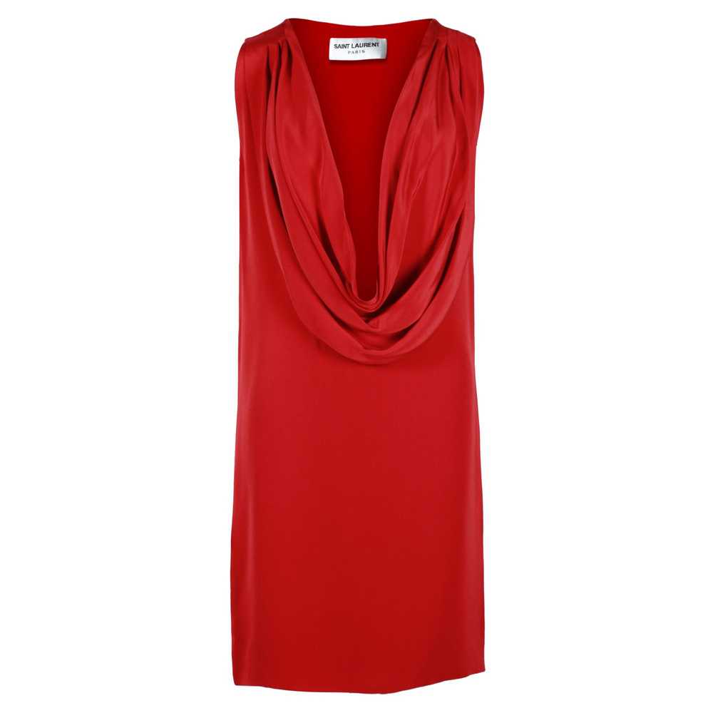 Product Details Saint Laurent Red Cowl Neck Silk … - image 1