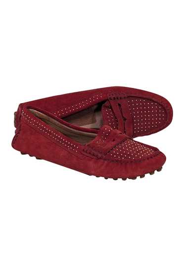 Coach - Red Suede w/ Gold Studded Trim Loafers Sz 