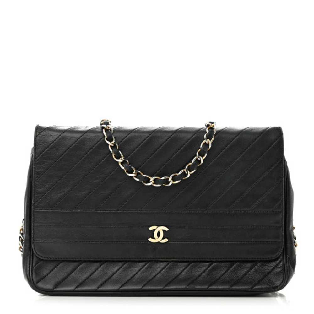 CHANEL Lambskin Diagonal Quilted Small Single Fla… - image 1