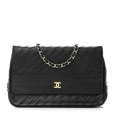 CHANEL Lambskin Diagonal Quilted Small Single Fla… - image 1