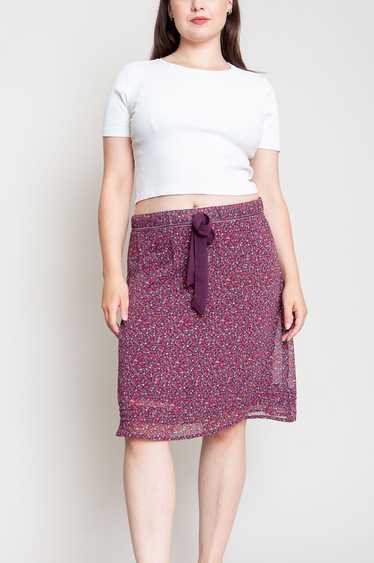 Knee-length mesh skirt Y2K Low Waist Purple With P