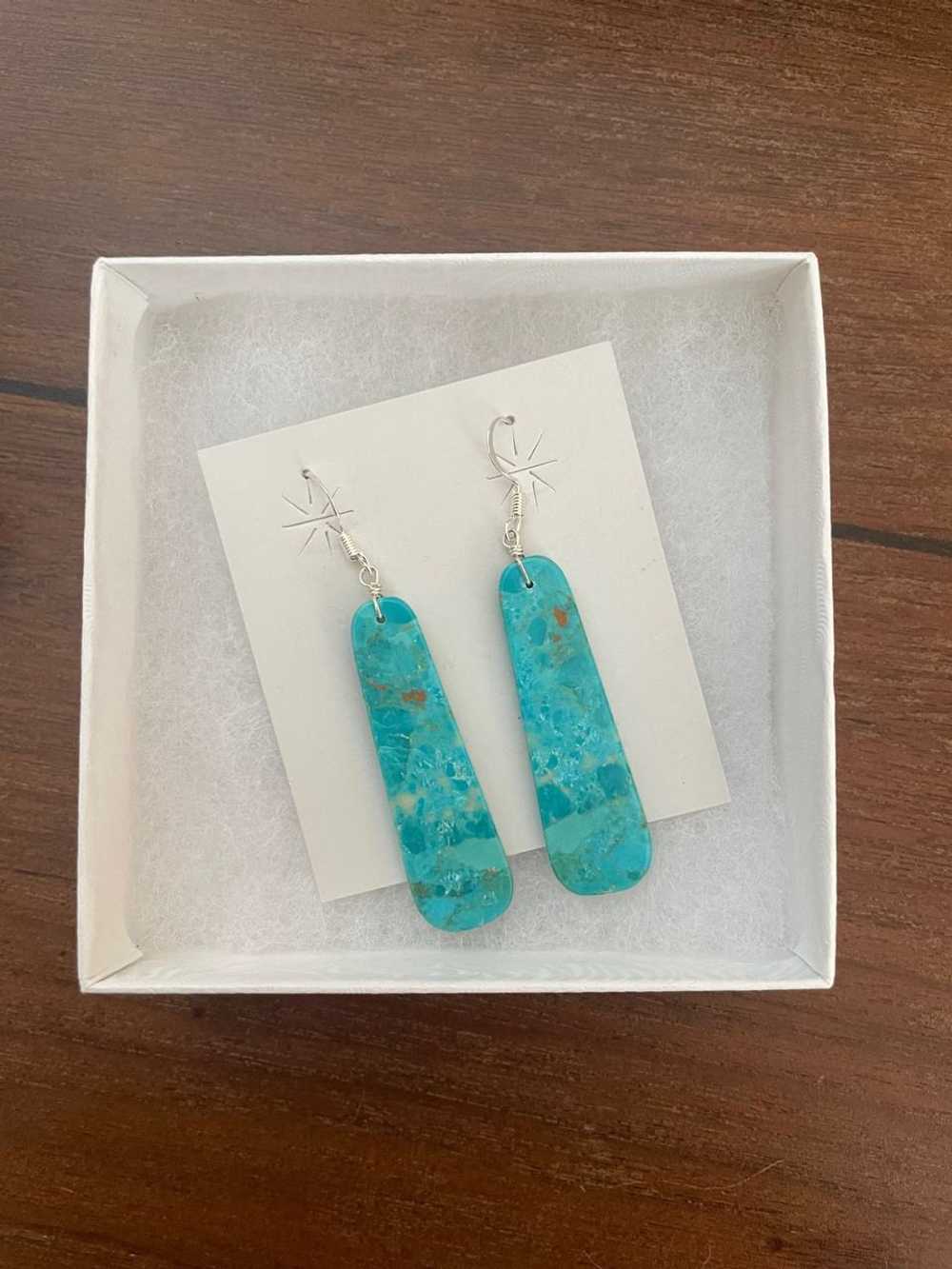 Handmade Turquoise Slab Earrings | Used, Secondha… - image 1
