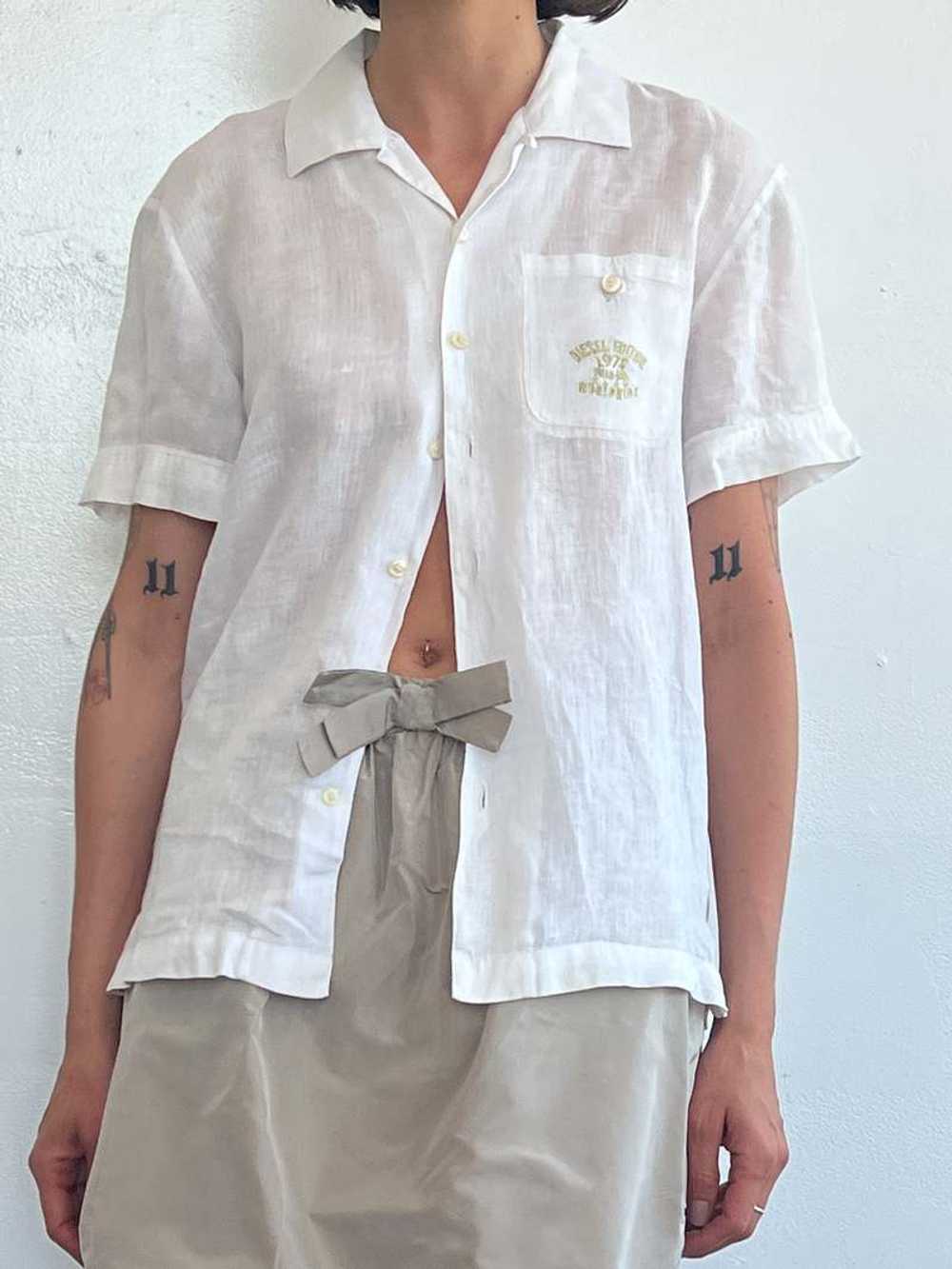 Vintage Diesel Linen Logo Top - White - image 1