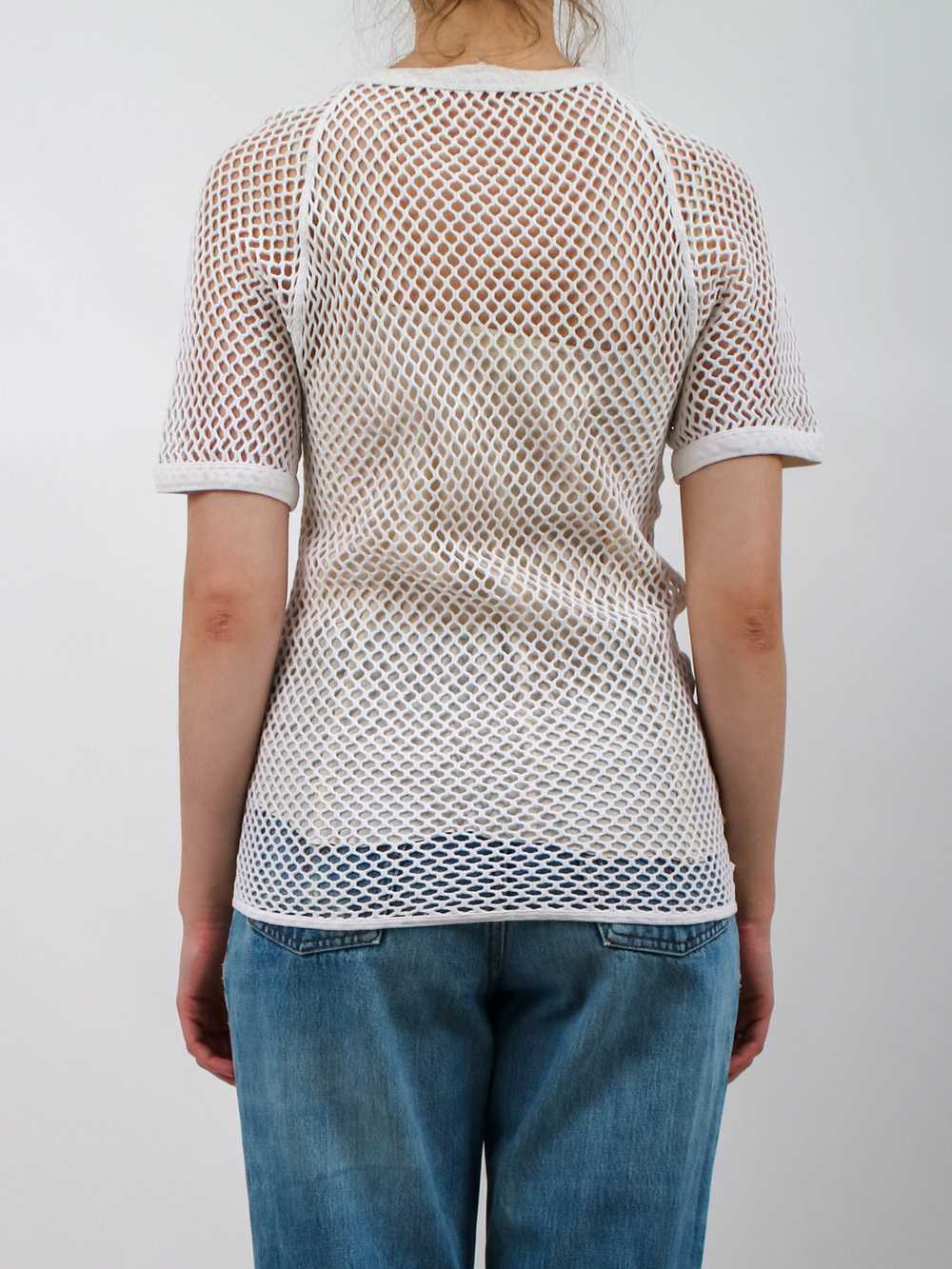 1970s White Fishnet Mesh Top - image 4