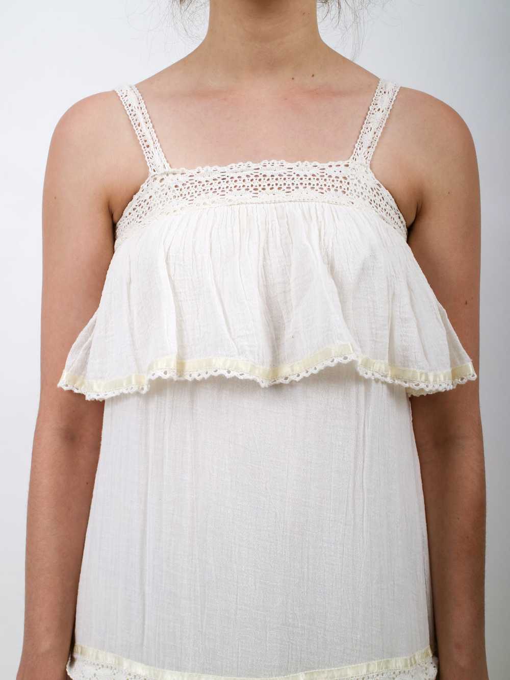 1970s White Gauzy Tiered Maxi Dress - image 7