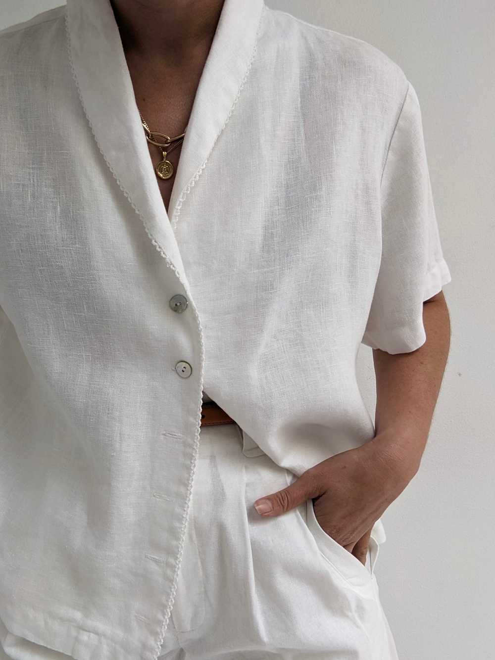 Vintage Ivory Linen Box Blouse - image 2