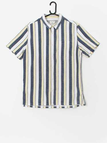 Quiksilver striped cotton shirt in blue and yellow