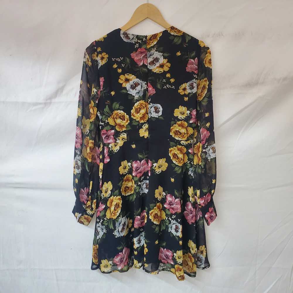 Lulus Long Sleeve Black Floral Faux Wrap Short Dr… - image 4