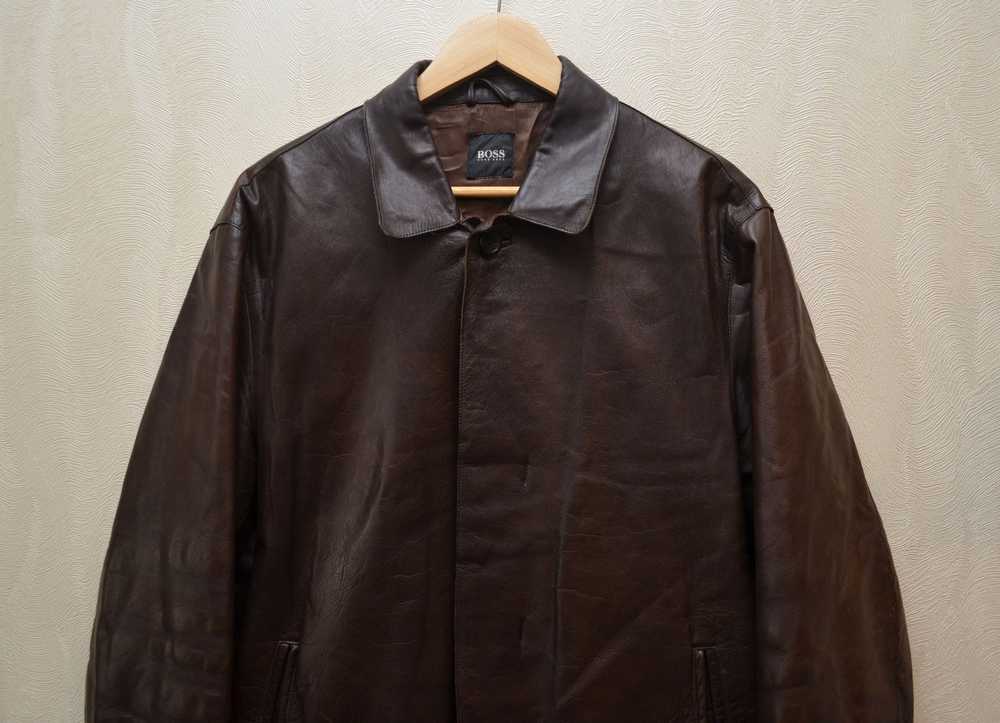 Hugo Boss × Leather Jacket × Vintage Vintage 90s … - image 2