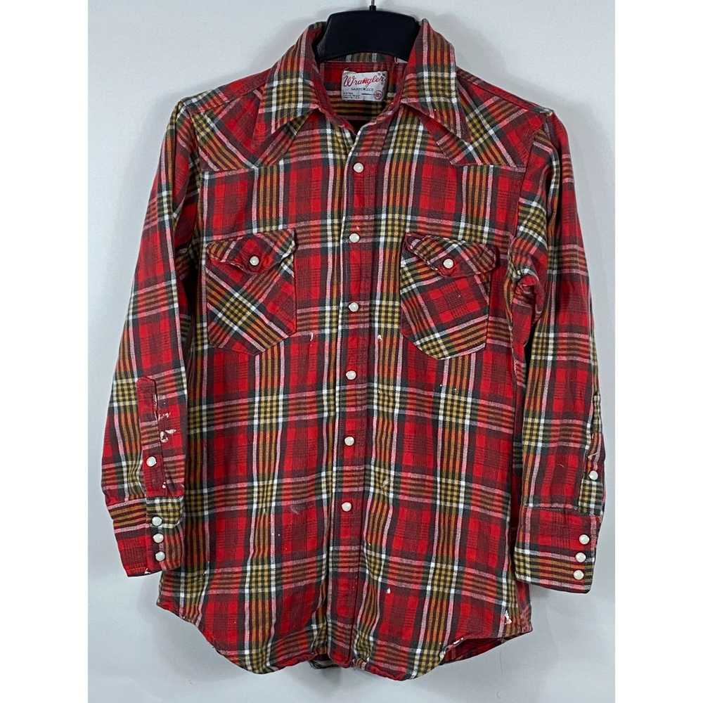 Wrangler VTG Wrangler Sanforized Plaid 2-Pockets … - image 1