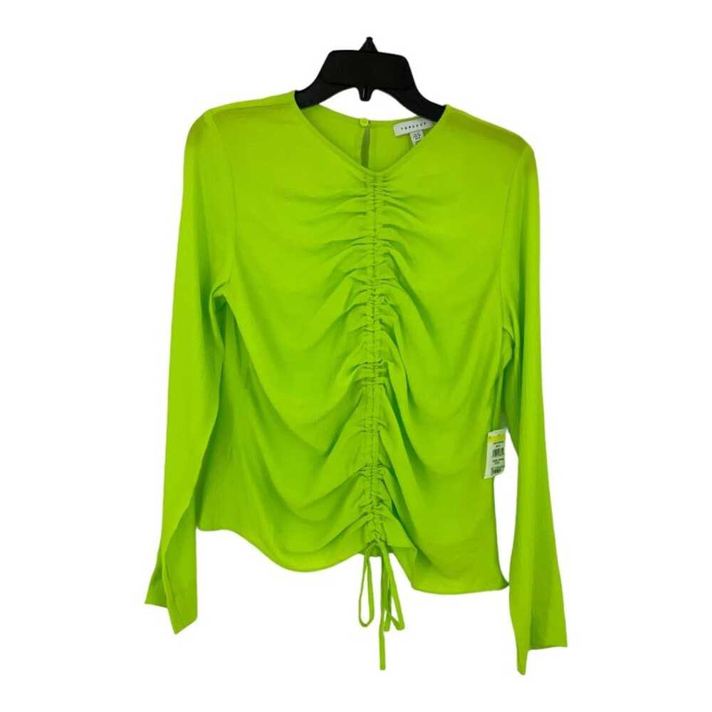 Topshop TopShop Long Sleeve Ruched Front Top Lime… - image 3