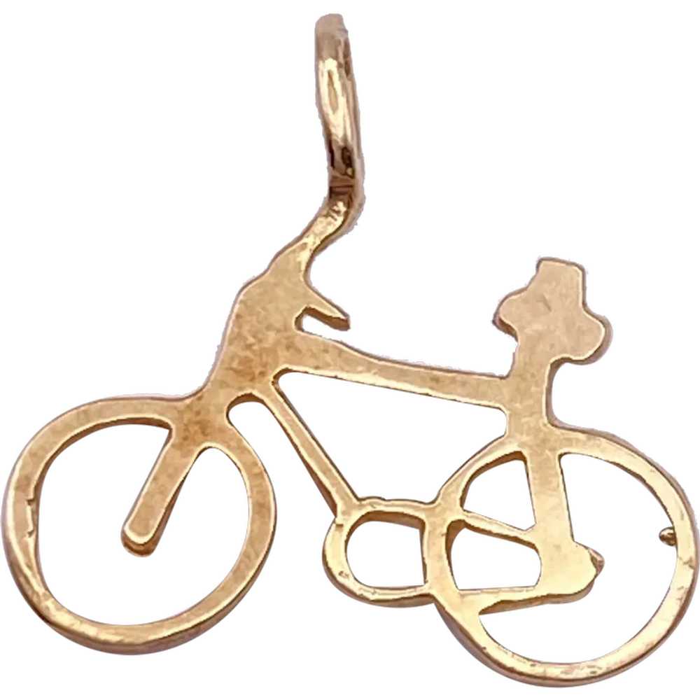 Bicycle Bike Vintage Charm 14K Gold, Outline Desi… - image 1