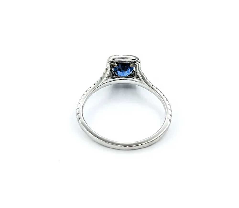 Sapphire & Diamond Halo Ring in White Gold - image 8