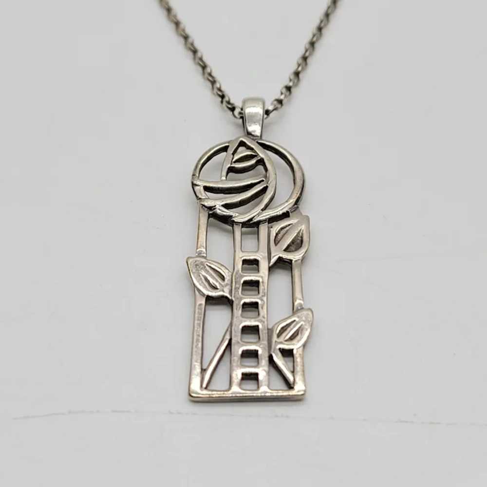 Silver Mackintosh Art Nouveau Glasgow Rose Neckla… - image 3