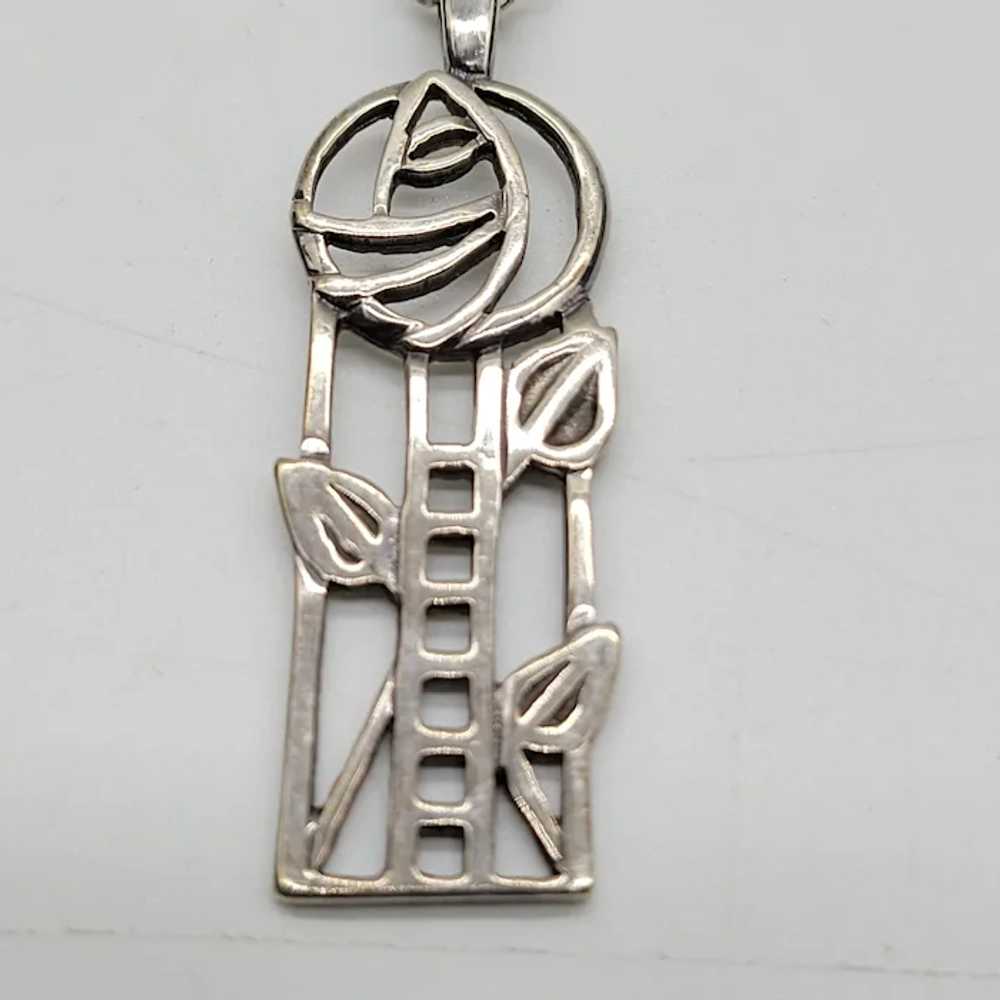 Silver Mackintosh Art Nouveau Glasgow Rose Neckla… - image 5