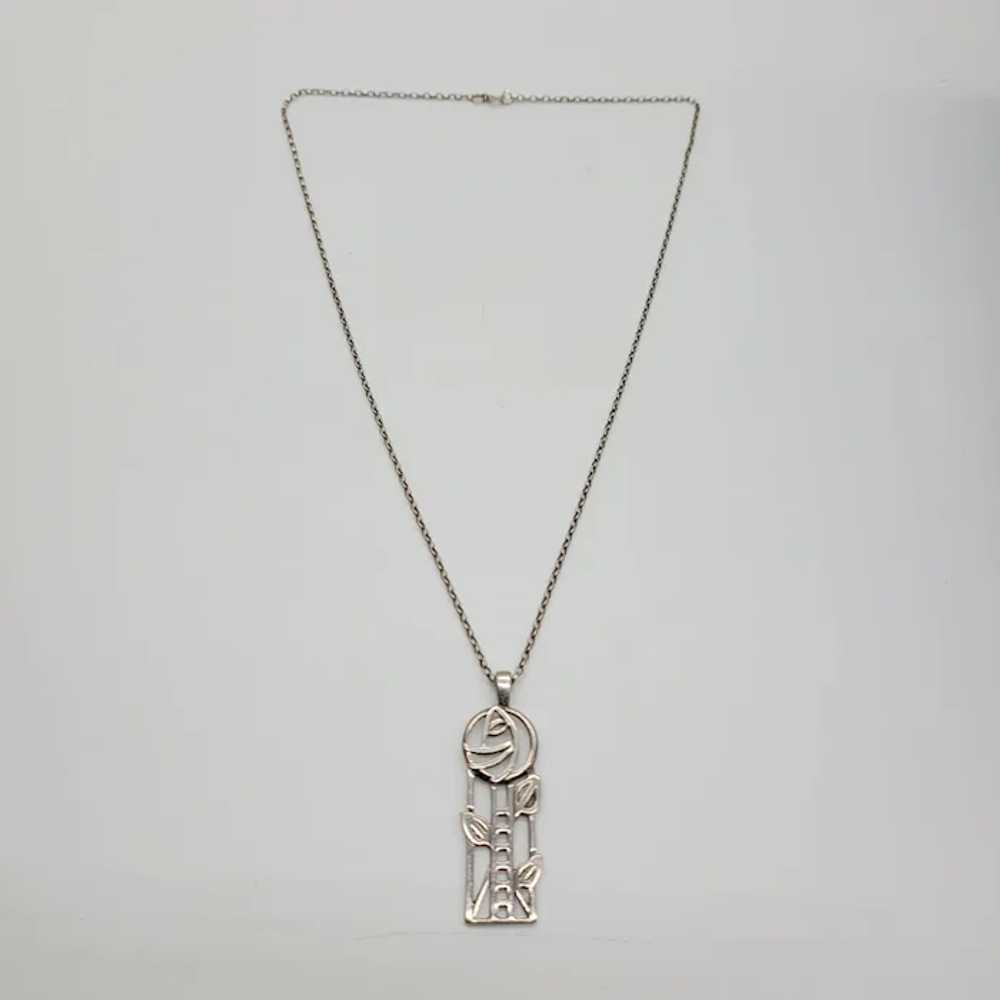 Silver Mackintosh Art Nouveau Glasgow Rose Neckla… - image 6