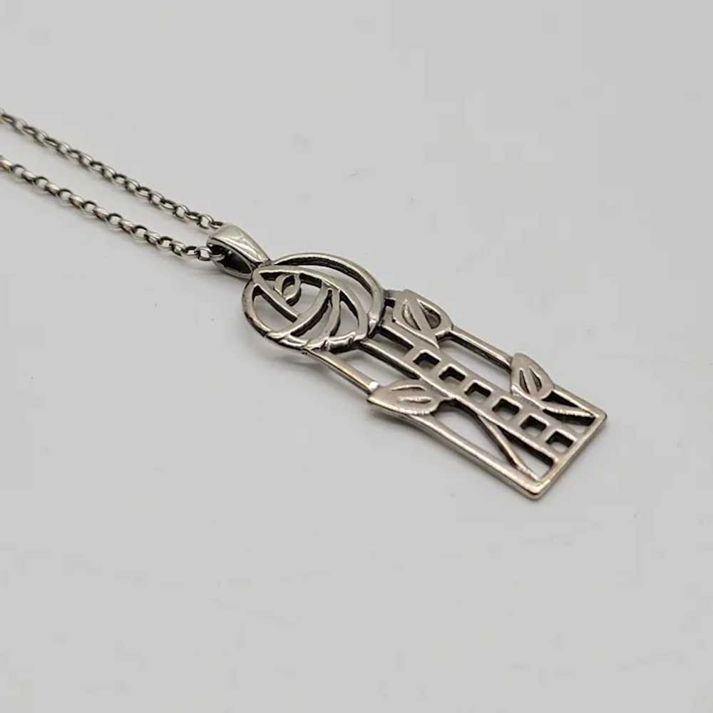 Silver Mackintosh Art Nouveau Glasgow Rose Neckla… - image 7