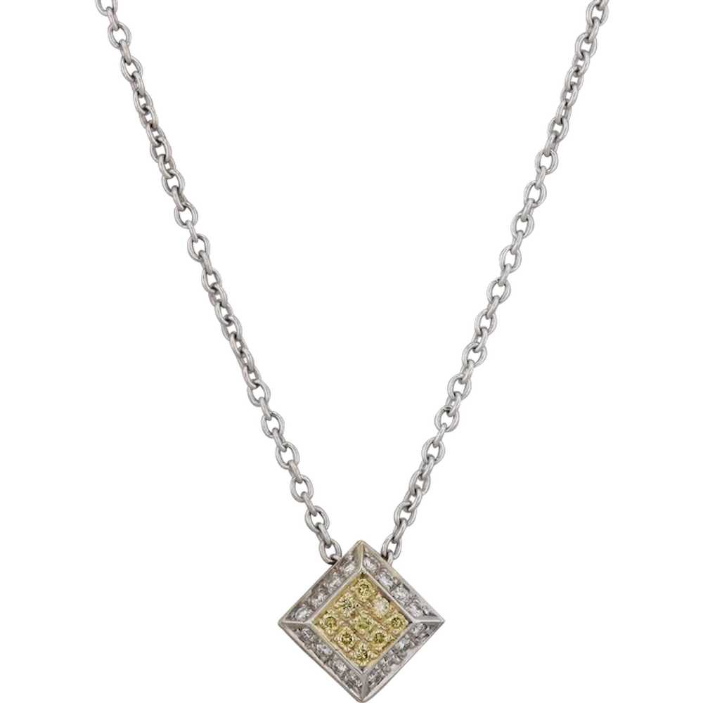 18k Two Tone White and Yellow Diamond Necklace - image 1