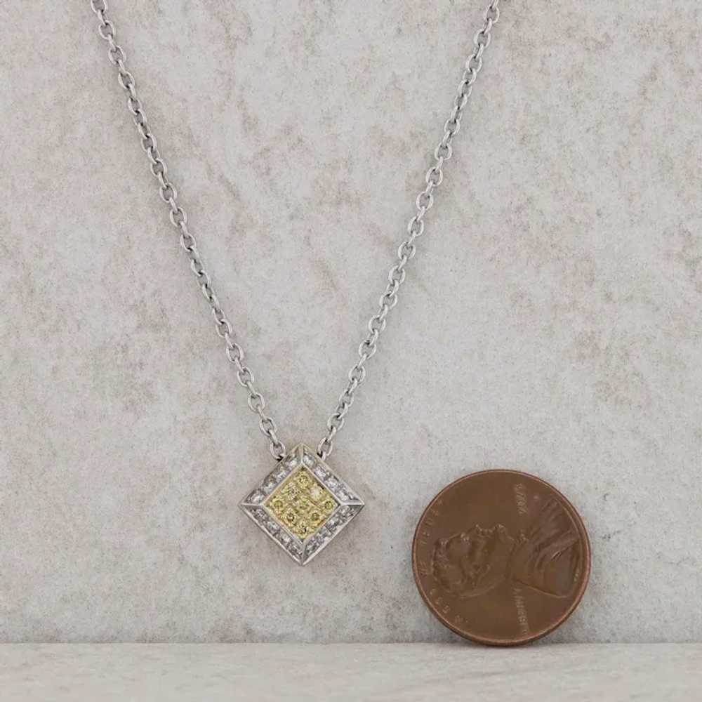 18k Two Tone White and Yellow Diamond Necklace - image 4