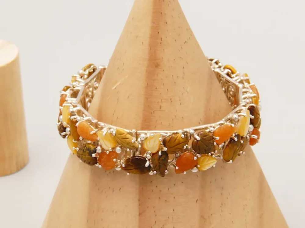 Vintage Jasper, Tigers Eye & Mother of Pearl Brac… - image 5