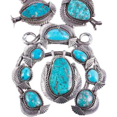 Sterling Silver Turquoise Squash Blossom Necklace - image 1