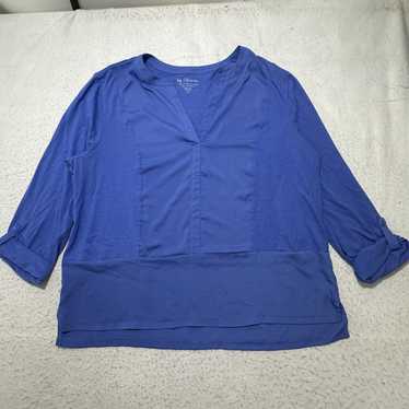 Chicos Chico's XL Blouse Roll Tab Long Sleeve Lig… - image 1