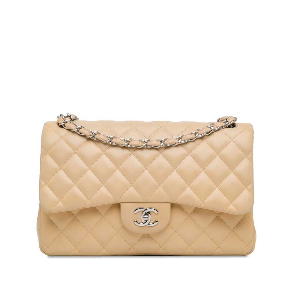 Beige Chanel Jumbo Classic Lambskin Double Flap S… - image 1