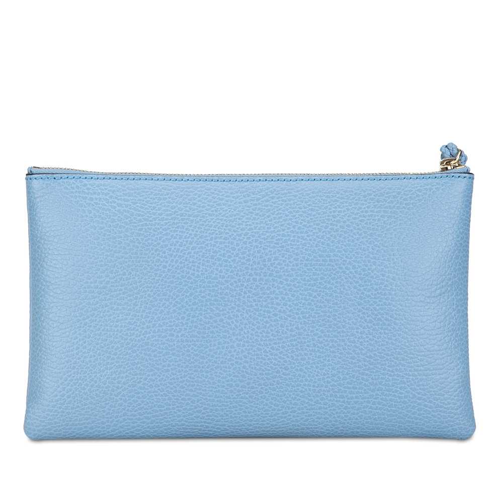 Blue Gucci Calfskin Bamboo Clutch - image 3