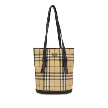 Beige Burberry House Check Canvas Bucket