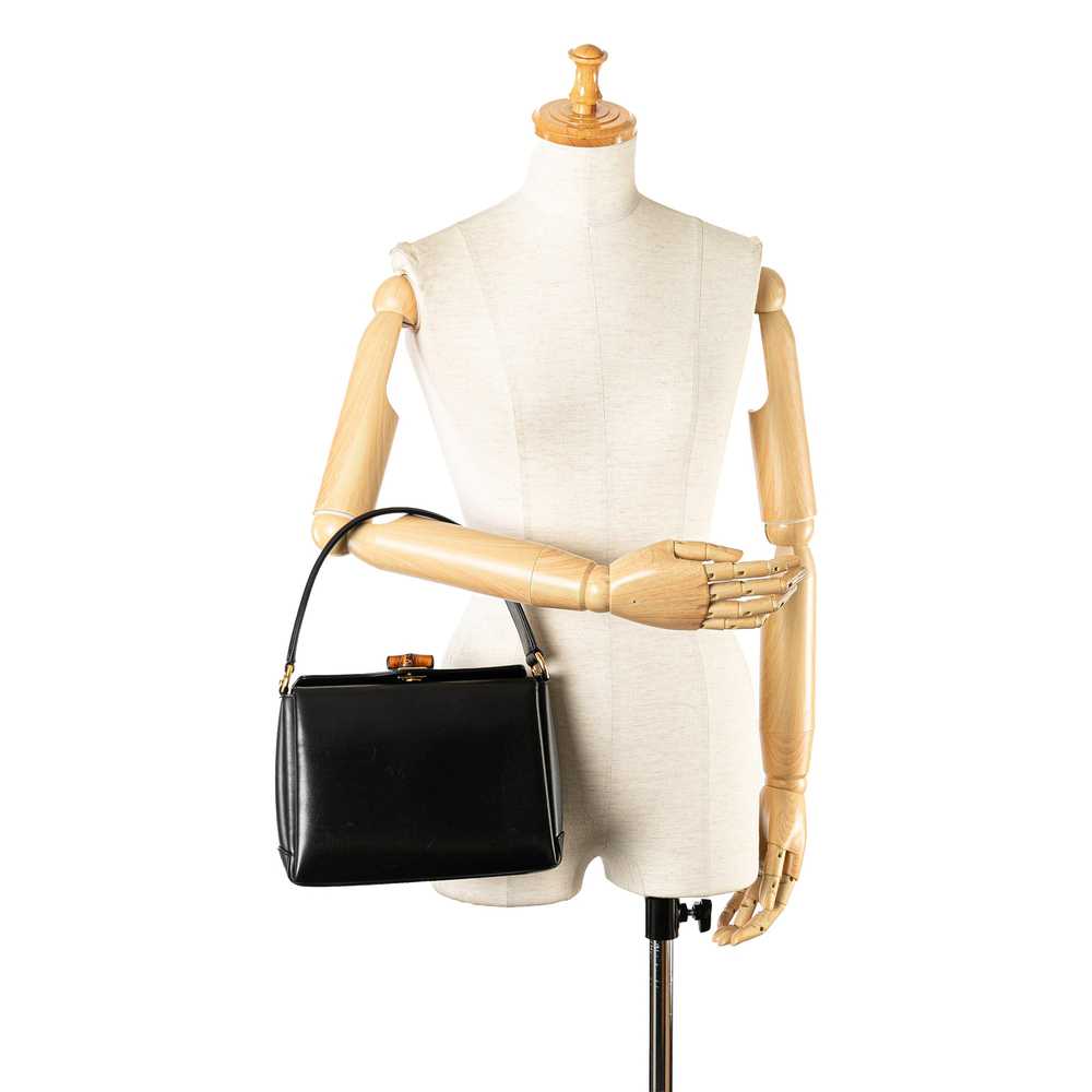 Black Gucci Bamboo Leather Handbag - image 9