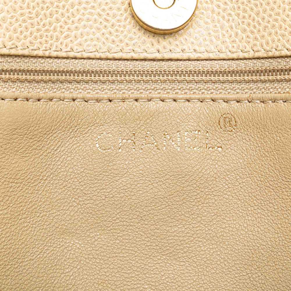 Beige Chanel CC Quilted Caviar Wood Chain Tote - image 8