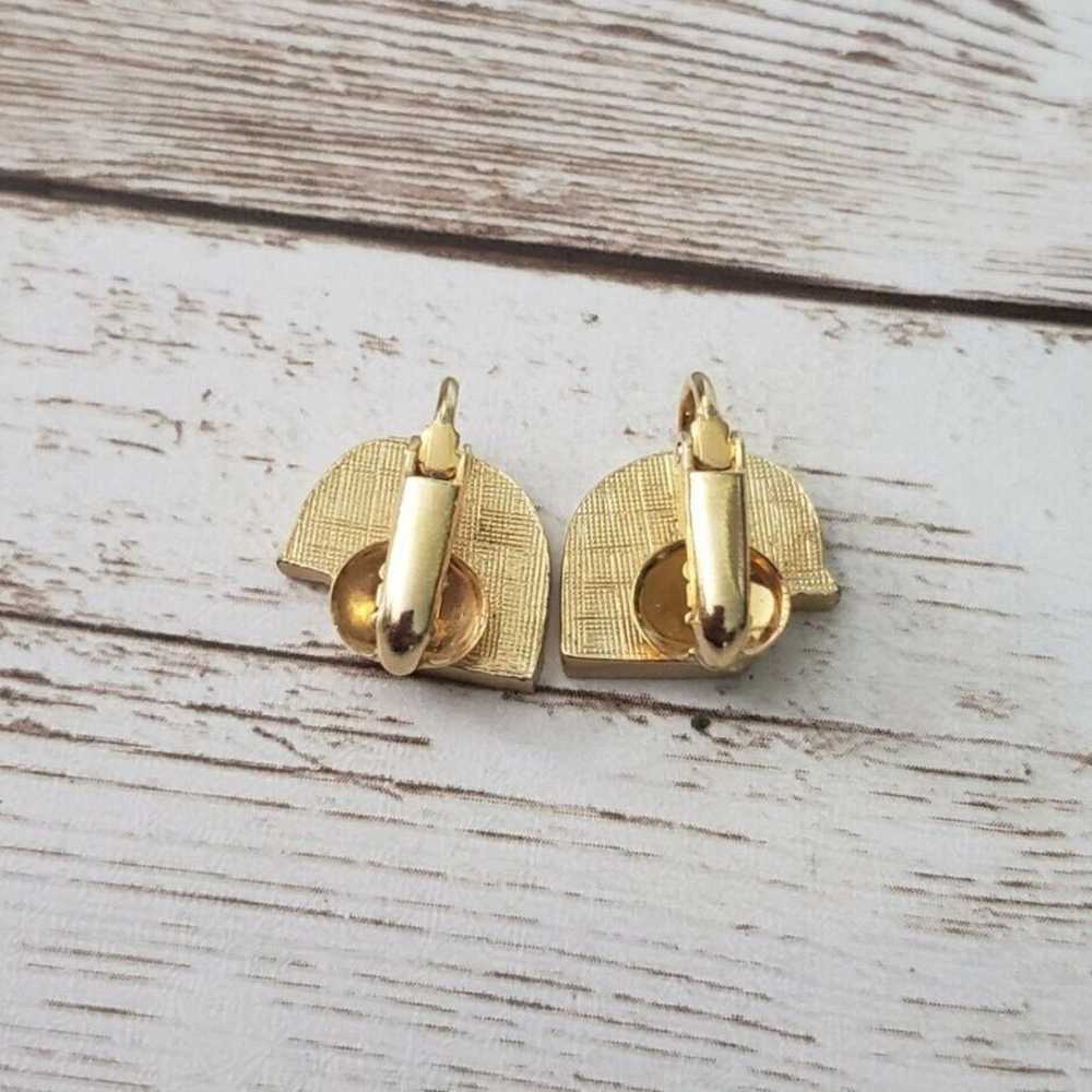 Other Vintage Clip On Earrings Gold Tone Stick Fi… - image 2