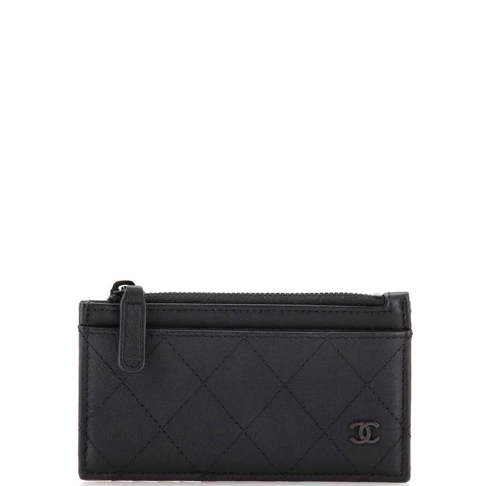 CHANEL So Black CC Zip Card Holder Quilted Lambsk… - image 1