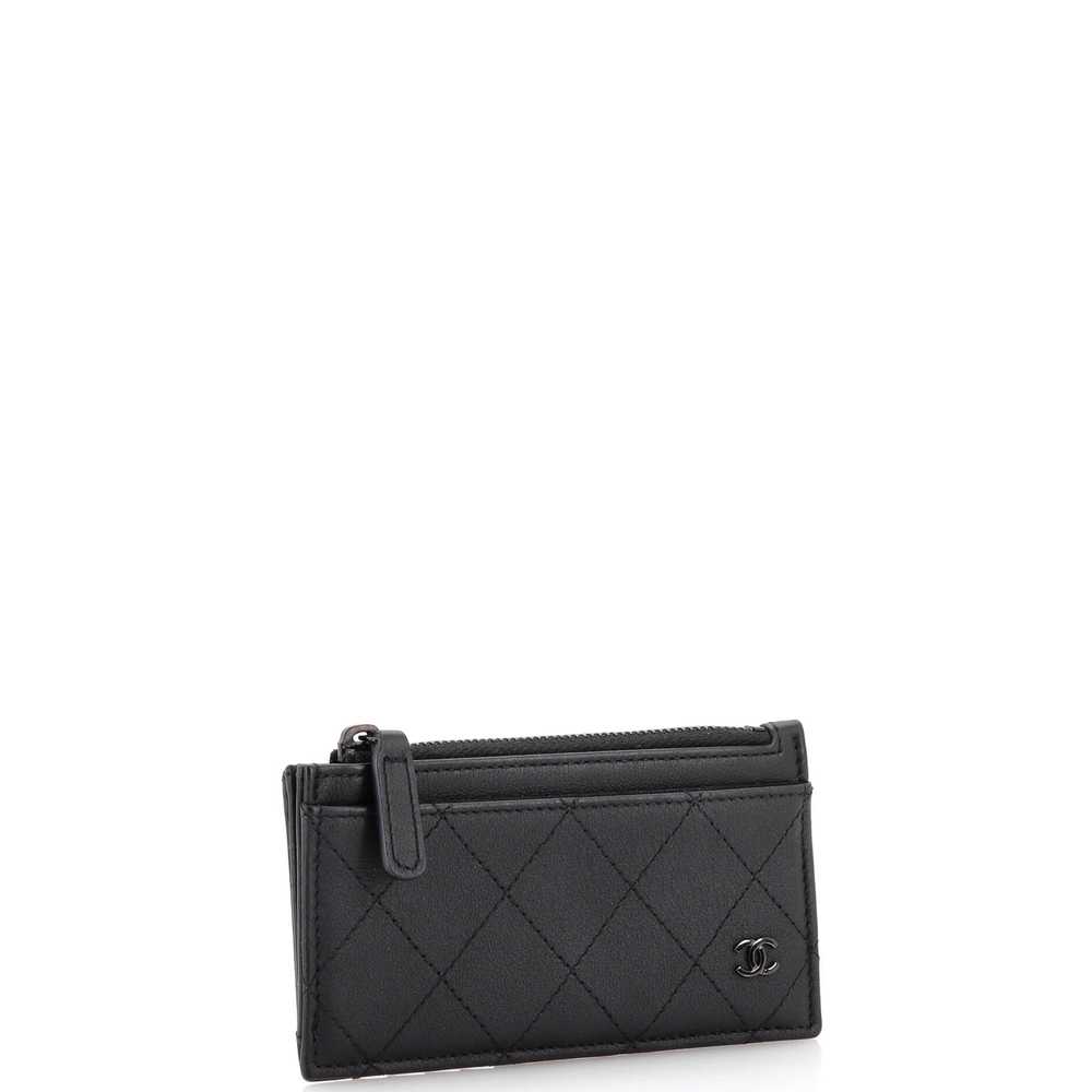 CHANEL So Black CC Zip Card Holder Quilted Lambsk… - image 2