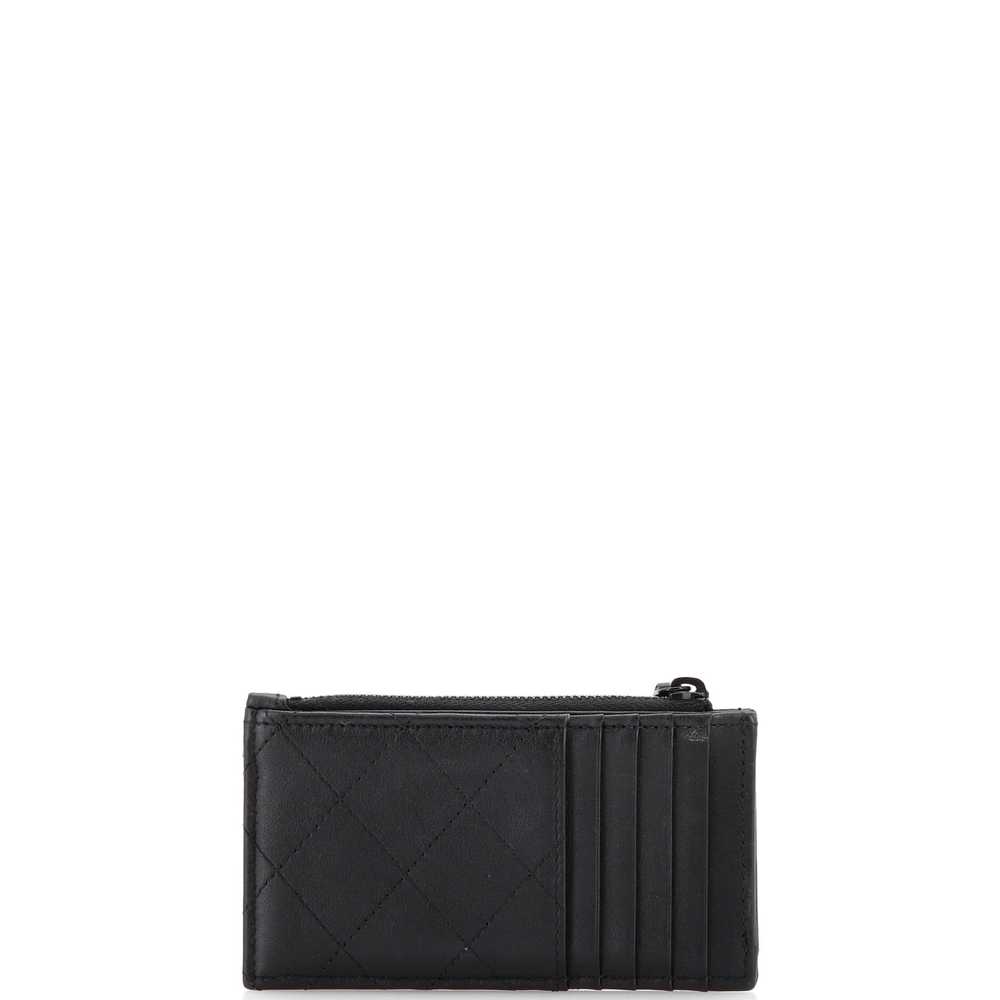 CHANEL So Black CC Zip Card Holder Quilted Lambsk… - image 3