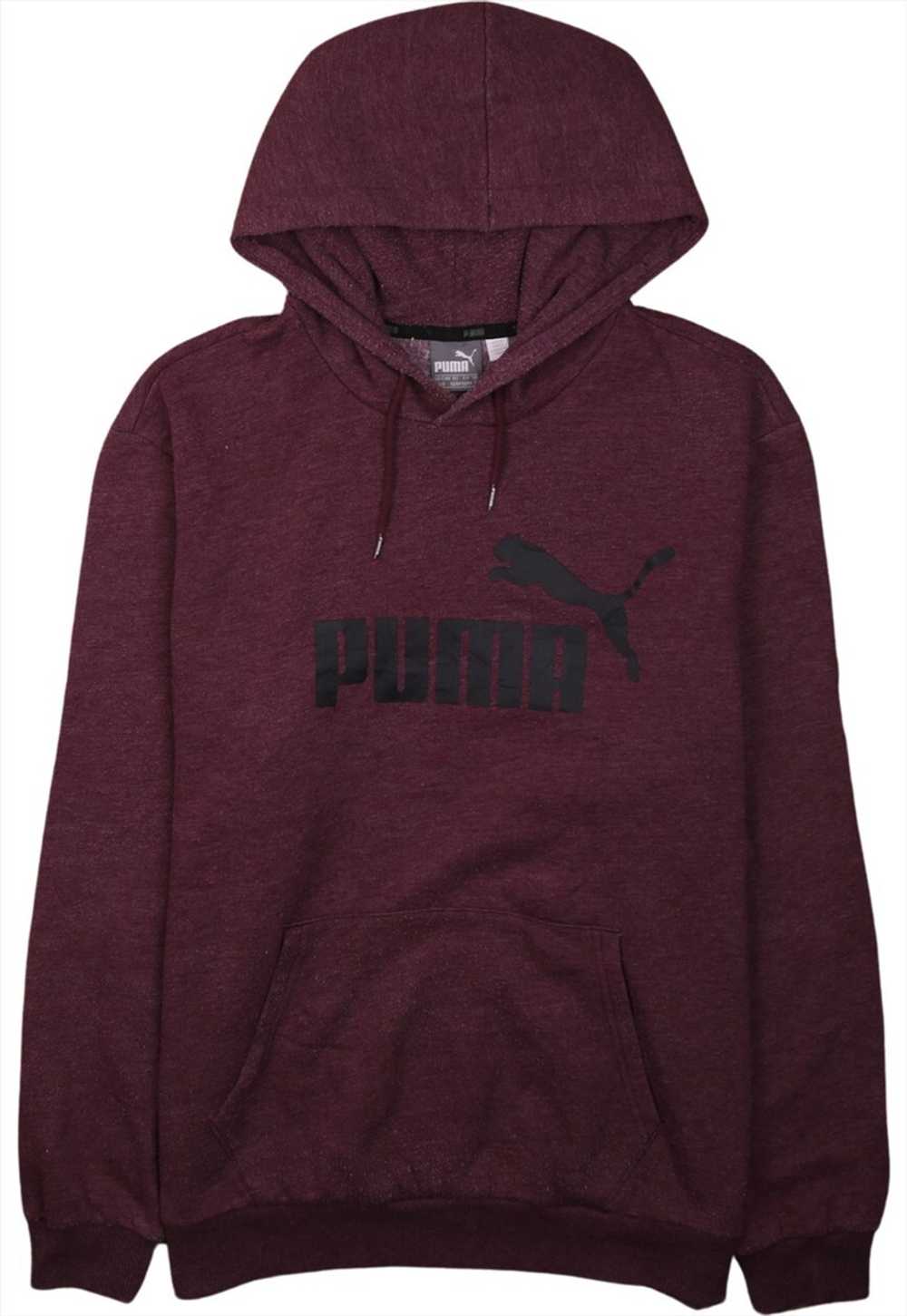 Vintage 90's Puma Hoodie Spellout Purple Large - image 1