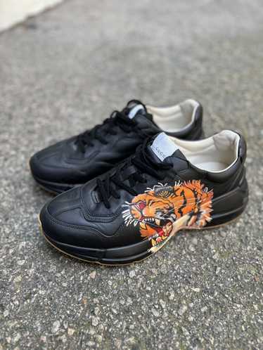 Gucci Black Tiger Print Rython Sneakers