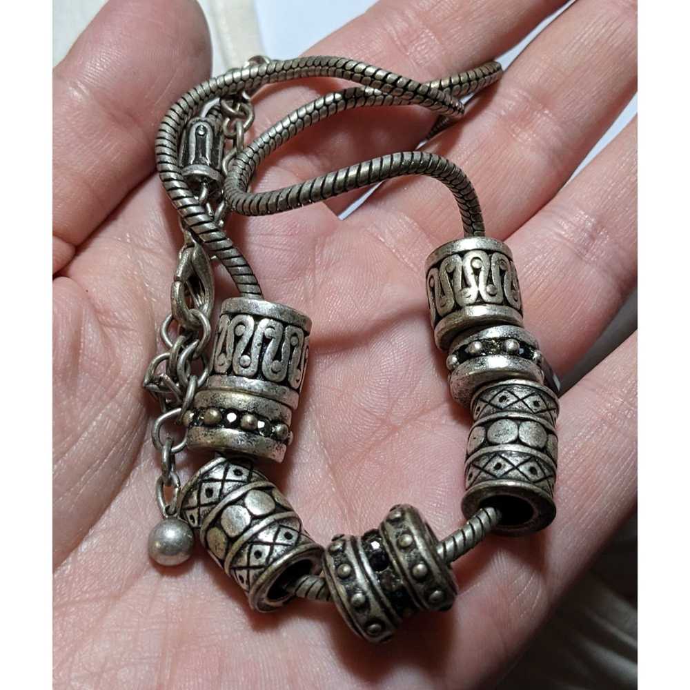 Other Heavy Rustic Unique Silver Beaded Necklace - image 7