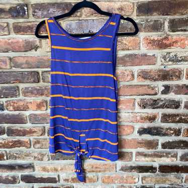 Other Audrey 3+1 Blue Orange Striped Tie Waist Ta… - image 1