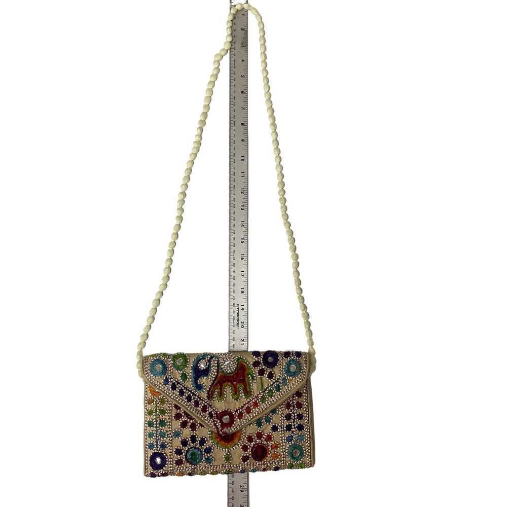 Unkwn Vtg Bohemian Silk Carpet Handbag Gold RAINB… - image 6