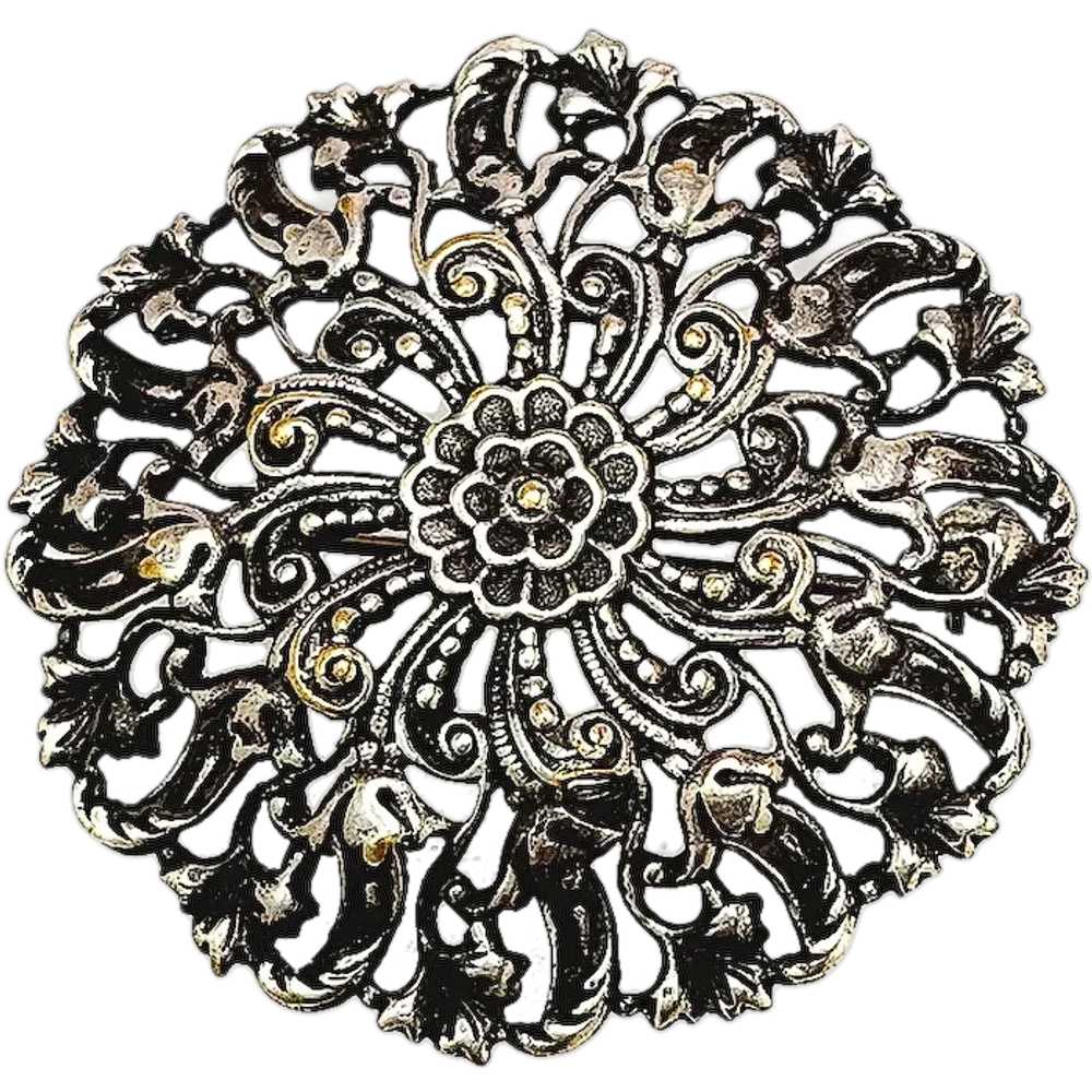 tage 1960s Large Ornate Medieval Revival Flower S… - image 1