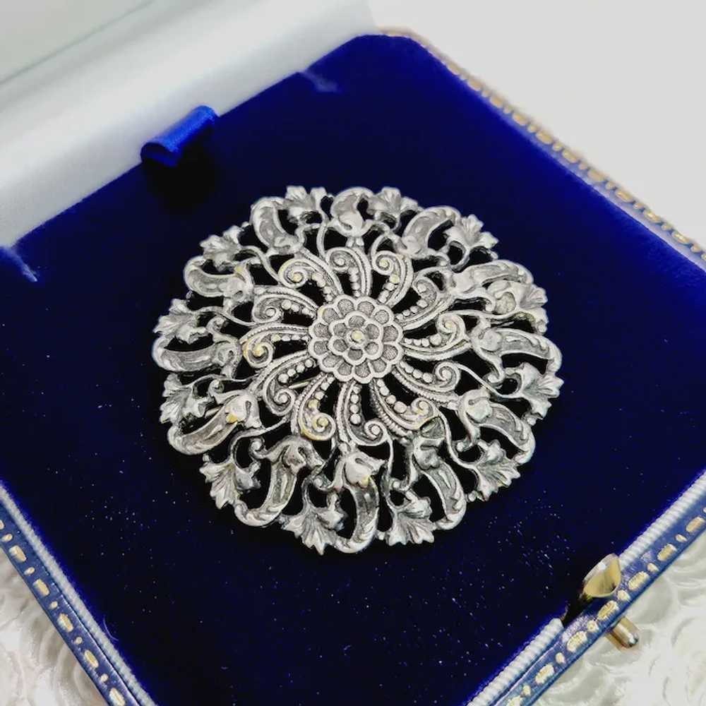 tage 1960s Large Ornate Medieval Revival Flower S… - image 2