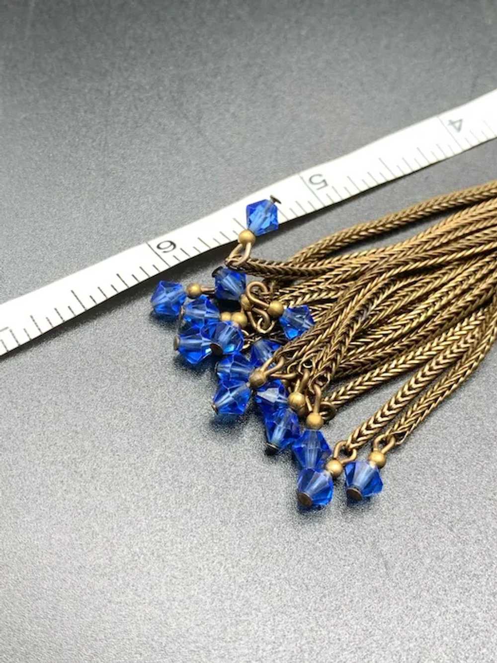 Sadie Green Etched Glass Beads Necklace Blue Gold… - image 11