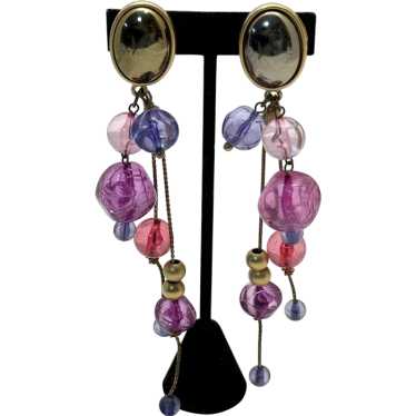 Vintage pink and purple beaded earrings