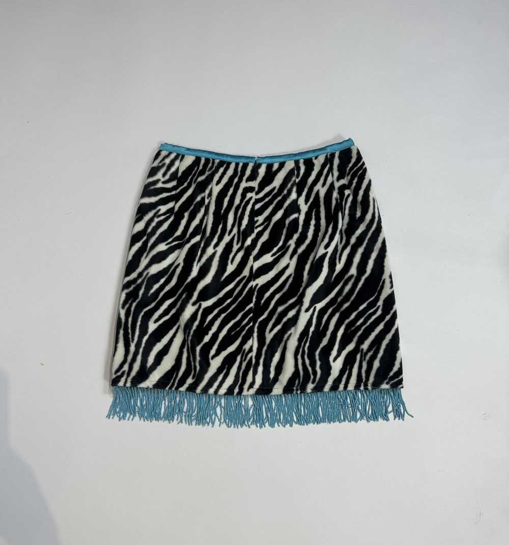 Y2K Cache Zebra Fur Beaded Fringe Mini Skirt - image 5