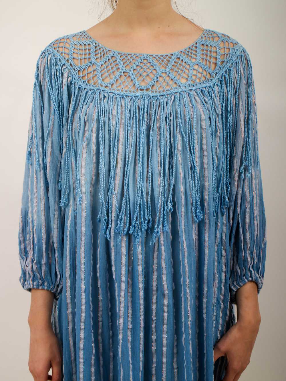 1970s 'Naqui' Fringe Guazy Beach Cover Up - image 7