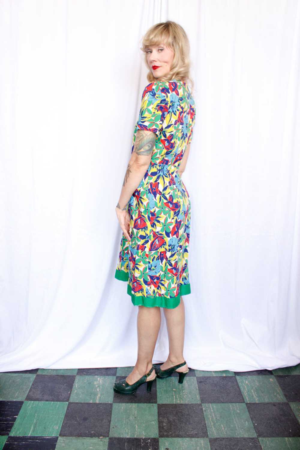 1930s Tropical Floral Dress - M/L - image 10