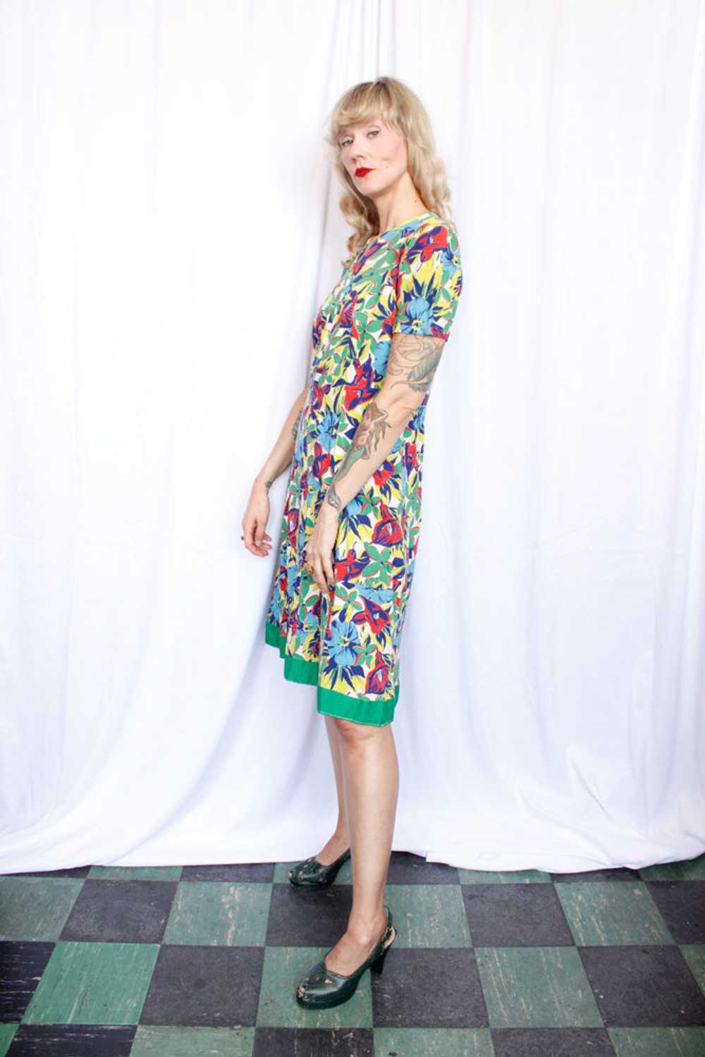 1930s Tropical Floral Dress - M/L - image 12