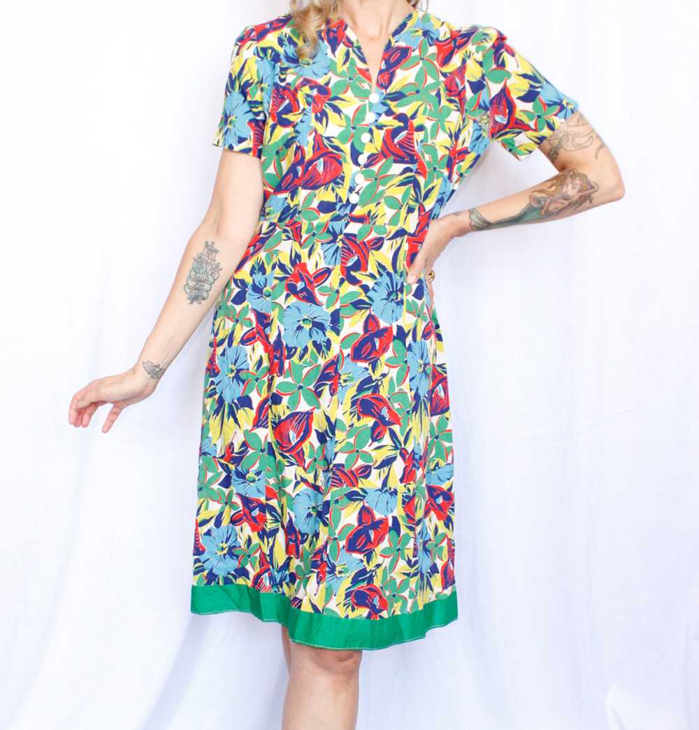 1930s Tropical Floral Dress - M/L - image 2