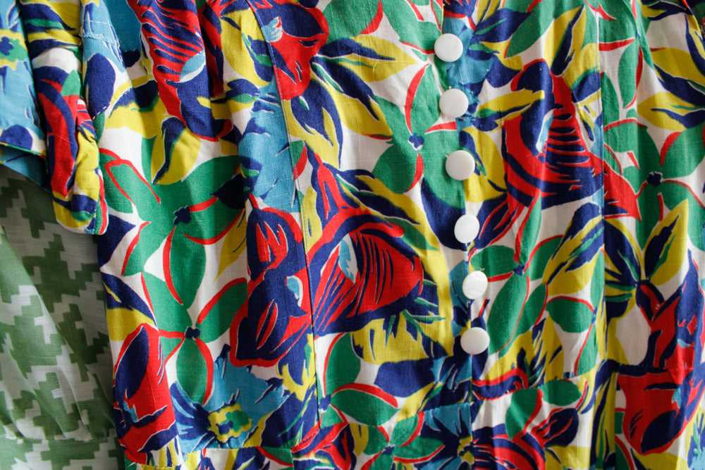 1930s Tropical Floral Dress - M/L - image 3